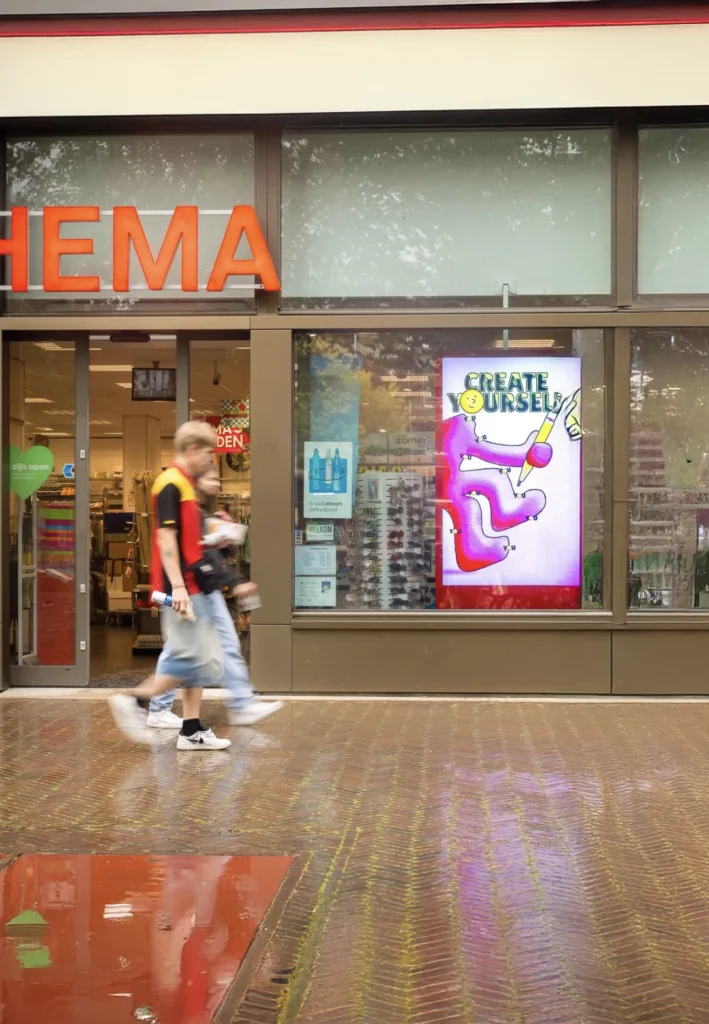 adverteren bij hema - Reclame scherm in winkel
